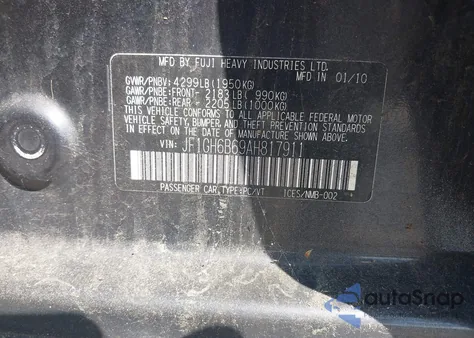 2010 Subaru Impreza 2.5I Premium z USA, uszkodzony, nr VIN JF1GH6B69AH817911